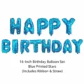 16 Inch Blue Star Foil Letter Balloons Happy Birthday Party Decoration Set Supplies - Blue Star Print Happy Birthday