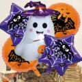 5Pcs Halloween Balloon Set Party Decoration 18 Inch Round Ghost Spider Web Balloons - Halloween 5-Piece Set 16454