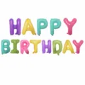 16-inch candy color letter balloon birthday set, party decoration with ribbon and straw. - Macaron Happy Birthday