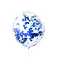 Transparent confetti balloon with blue dots and stick for party decoration and celebration. - Blue