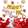 Valentine day proposal balloon set gold marry me love foil balloons romantic party decor - Valentine's Day Hugging Bear Set 10