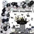 Σετ διακόσμησης μπαλονιών Halloween με σκελετό κολοκύθα και τρομακτικά αξεσουάρ πάρτι. - Alυσίδα Μπαλονιών Αυτοκόλλητο Μαύρο και Λευκό Halloween