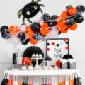 Halloween feestdecoratie ballonnenboog set met spin en pompoen ballonnen voor griezelfeest. - Halloween Zwart en Oranje Ballon Ketting 5
