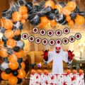 Halloween feestdecoratie set met ballonnenboog, banner, tafelkleed enge spook rekwisieten. - Bloedig Oog Vlaggenlijn Bloedige Handafdruk Tafelkleed Set