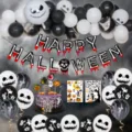 Halloween feest decoratie ballonnen set skelet pompoen banner griezel feestje artikelen - Halloween Zwart en Wit Jack