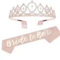 Roségouden bruid tiara en sjaal set met strass steentjes voor vrijgezellenfeest decoratie. - Rosé Goud Kroon Schouderriem Decoratie
