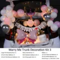 Kit di decorazione per palloncini da proposta per bagagliaio auto con grande fiocco. - Set Sorpresa Proposta di Matrimonio Bagagliaio Auto 3