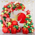 Kerstballon boogset met zuurstok folieballonnen en kerstman feestelijke decoratie. - Rode Kerstset 1