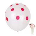 White latex balloon with red polka dots, 12 inch round party decoration for birthday wedding. - Polka Dot Balloons / White with Red Dots
