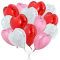18 inch heart foil balloons red white pink for birthday party wedding decoration 30pcs - Red Pink White