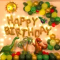 Jungle dinosaur theme balloon arch kit for kids birthday party decoration with foil balloons. - Dinosaur Birthday Set 5