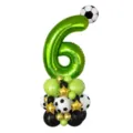 Ballon en aluminium vert chiffre 6 de 40 pouces avec ballon de football et kit de fête. - Numéro de Football 6