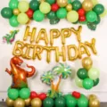 Jungle dinosaur balloon arch kit with happy birthday foil balloons for kids party. - Dinosaur Birthday Set 2