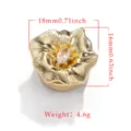 Elegante copribottoni a fiore placcato oro con zircone scintillante al centro, 18x16mm - 8# (Fiore Radiale)