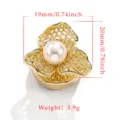 Variante copri bottone perla fiore oro, gemelli eleganti in metallo con strass. - 5# (Griglia di Perle)