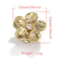 Gemello copribotone a fiore dorato a 5 petali con zircone, diametro 22mm, peso 4.6g. - 6# (Camelia)