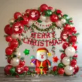 Kerstballon boog kit met kerstman folieballon en banner voor feestelijke decoratie. - Rood Groen Kerstman Banner Ballon Keten Set