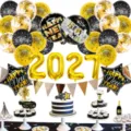 Neujahr Luftballon Set 2027 Zahlen Folienballons Party Deko schwarz gold Zubehör. - Neujahr Gold Banner Ballon Set 1