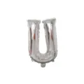 Silver letter U foil balloon for party decoration, birthday setup and wedding decor variant. - Letter U / Silver