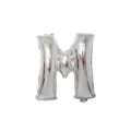 Silver letter M foil balloon for birthday party wedding venue decoration and festive events. - Letter M / Silver