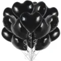 Set di palloncini in alluminio a cuore nero con nastri per decorazione festa compleanno. - Nero