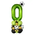 Ballon aluminium chiffre 0 vert et ballon football set de décoration anniversaire enfant - Numéro de Football 0