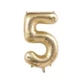 Gold foil number 5 balloon for birthday party decorations, 40 inch metallic helium balloon. - Number 5