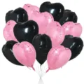 Set di palloncini in alluminio a cuore da 18 pollici, decorazioni festa nero e rosa. - Nero Rosa