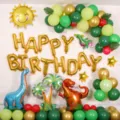 Jungle dinosaur theme balloon set for kids birthday party large foil balloons decor - Dinosaur Birthday Set 4