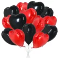 18 inch heart foil balloons red and black for birthday party wedding decoration 30 pack - Red & Black