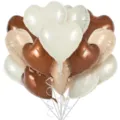 18 inch heart foil balloon set in brown and nude colors, perfect for birthday party decorations. - Caramel 3-Color