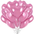 Pink heart foil balloons bouquet set for birthday party decorations and romantic events. - Pink