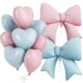 Pink blue bow heart balloon set for birthday party decorations celebration setup supplies - Blue Pink Heart Bow Combination