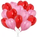 Red and pink heart-shaped foil balloons set for romantic party and birthday decoration. - Red and Pink