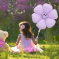 Purple flower foil balloon for kids birthday party decoration, cute cartoon inflatable balloon. - Large Smiley Daisy (Macaron Purple)