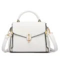 Stylish white women handbag, elegant top handle crossbody bag with gold hardware SKU. - Off White
