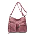 Donna borsa a tracolla multifunzione casual borsa a spalla in pelle pu rosa elegante - Rosa intenso