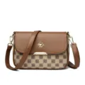 Sac bandoulière à carreaux marron pour femme avec sangle réglable et quincaillerie chic. - Motif Nuage Khaki