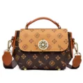 Retro crossbody bag for women vintage shoulder bag elegant chic small square bag - Brown and Khaki