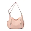 Rosa Leder Umhängetasche für Damen, stilvolle große Retro Pendler Handtasche Shopper Bag. - Rosa