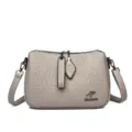 Grey women shoulder bag stylish embossed floral crossbody bag large capacity daily use - Gray