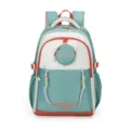Cute Canvas School Backpack With Cat Pendant Multi-color Casual Daypack For Students - Green