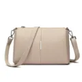 Beige casual women crossbody shoulder bag, compact square design with chic silver metal accent. - 25*9*15cm / Sand