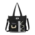 Grande capacita borsa a tracolla per studenti multi-tasca borsa casual borsa libro - Nero