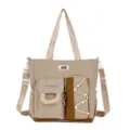 Grande capacita borsa di tela tasche multiple borsa a tracolla casual per il trasporto quotidiano. - Kaki