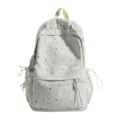 Korean style ins star print canvas backpack for students, large capacity casual school bag. - With Pendant / Green