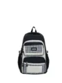 Student Backpack Black White Plaid Multilayer School Bag Large Capacity Daypacks - With Pendant / Black