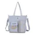 Grande borsa a tracolla in tela per studenti, borsa casual multi-tasche per il commuting quotidiano. - Blu
