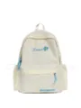 Japanese style solid color casual backpack for women, lightweight school bag for daily travel. - With Pendant / White