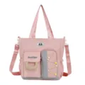 Bolso bandolera rosa de gran capacidad con múltiples bolsillos para el uso diario. - Rosa